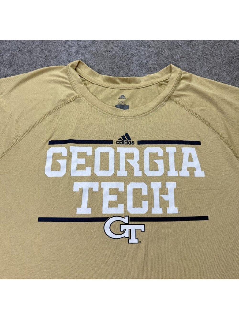 Georgia Tech Yellow Jackets Adidas Shirt Men 2XL Gold Performance Crew Neck b013